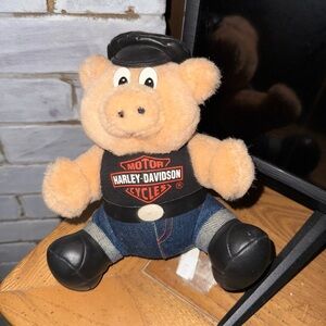Harley-Davidson Plush Pig with Black and Blue Outfit